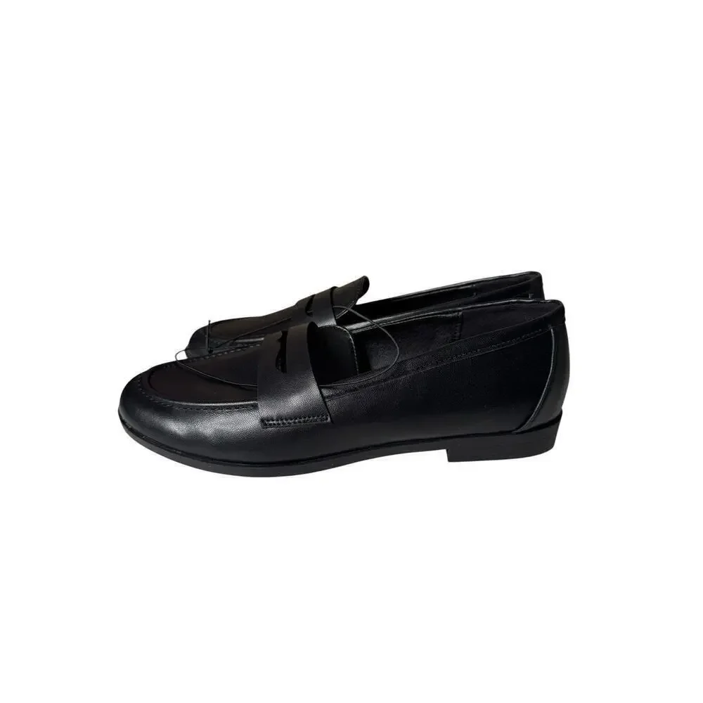 Kensie NEW Gitty Penny Loafer Shoes Women 8.5 Black Padded Footbed Vegan